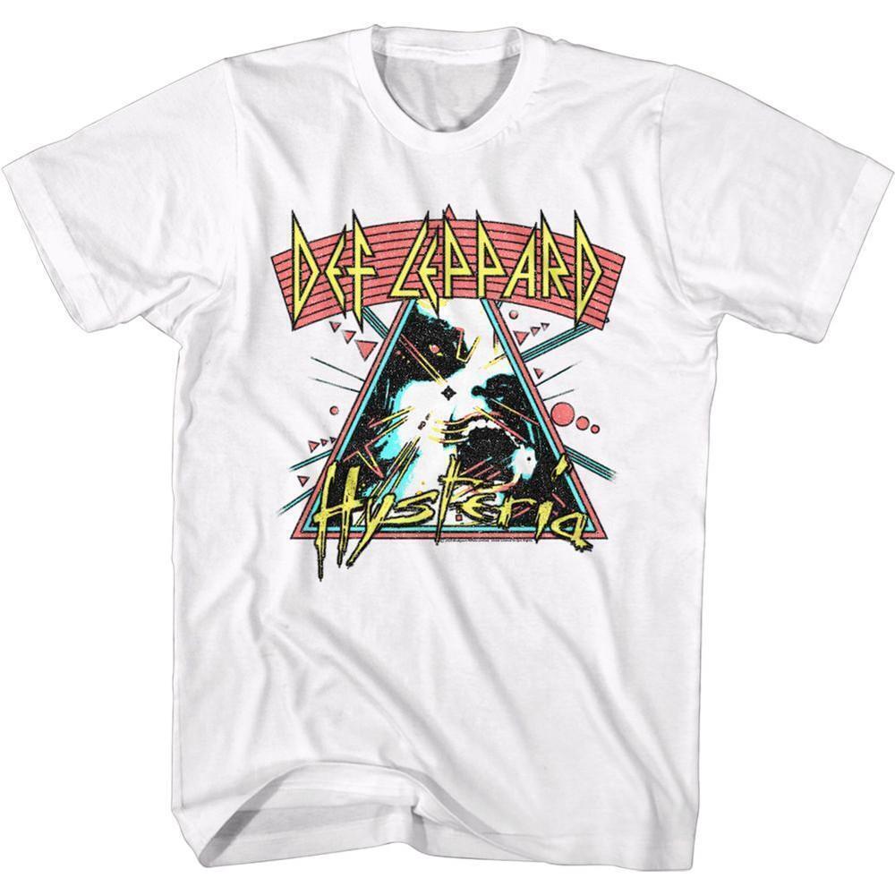 Def Leppard Arched Lines Hysteria White Adult T Shirt